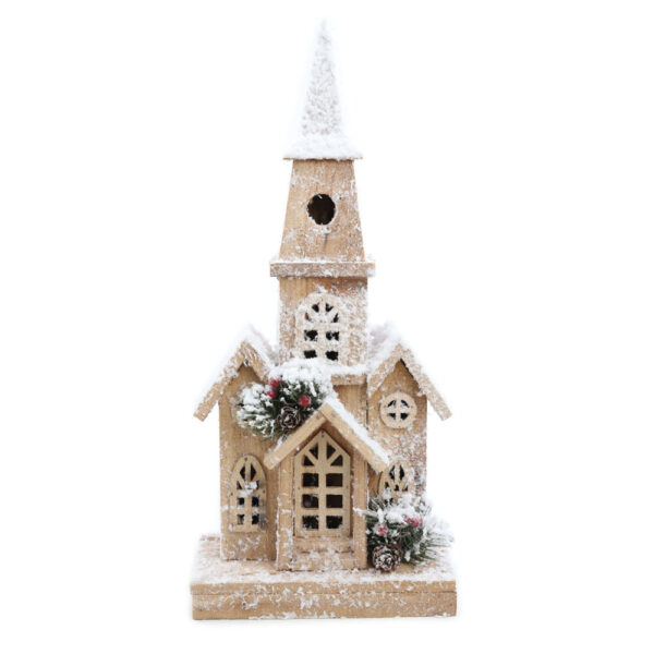 CASA DECORATIVA NEVADA COM LEDE MARROM BRANCO