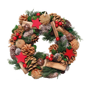 GUIRLANDA DECORATIVA PEQUENA COM PINHA E ESTRELA 30 cm