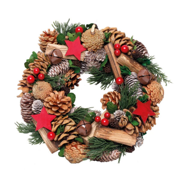 GUIRLANDA DECORATIVA PEQUENA COM PINHA E ESTRELA 30 cm